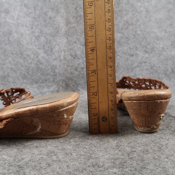 Comfort Plus by Predictions Shoes Womens 9 Sandals Fashion Wedge Slip On Brown - Picture 5 of 11
